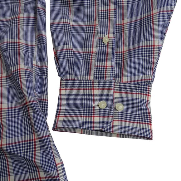 Tommy Hilfiger Regular Non Iron Blue Plaid Button Up Shirt Men Size 16.5 32 33 - Picture 2 of 12